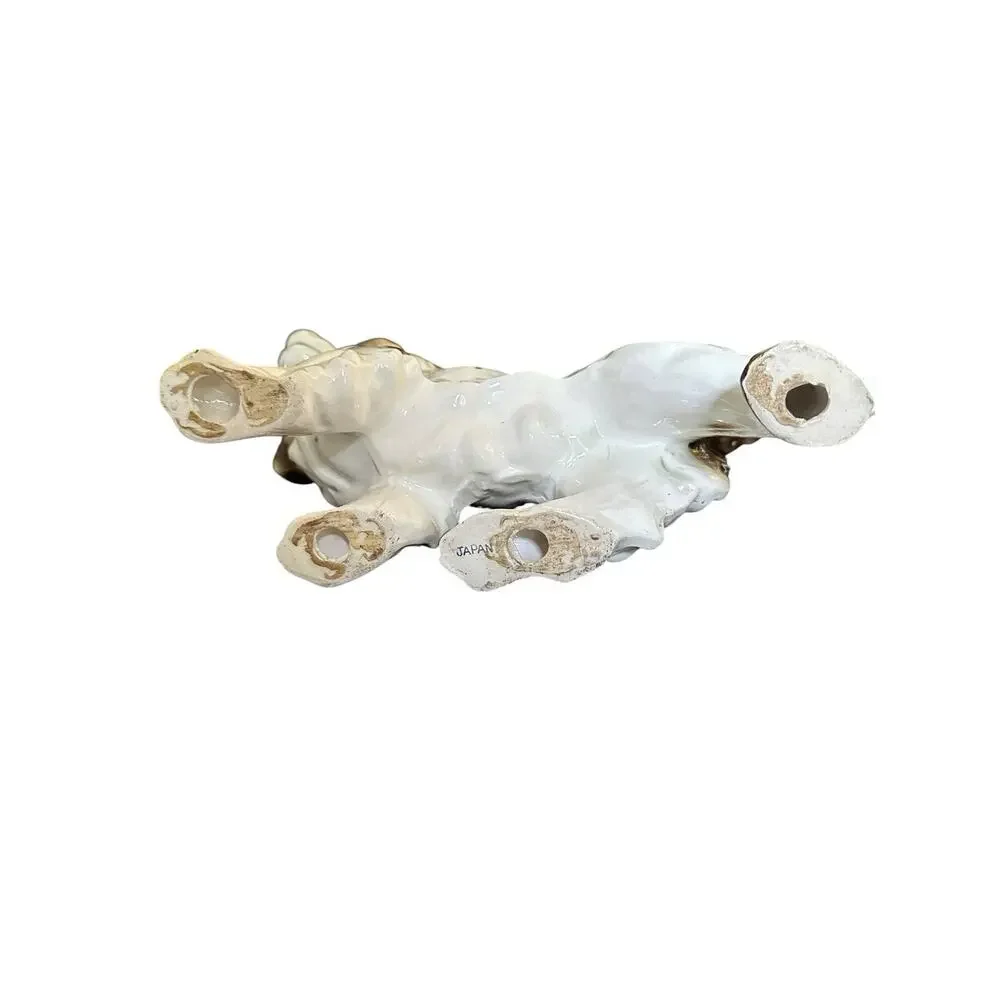 Vintage Porcelain Cocker Spaniel Dog Figurine Brown White Japan Collectible 7” T